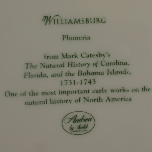 Williamsburg Plumeria Andrea by Sadek Porcelain Cake Plate & Server B-219 - Picture 6 of 6